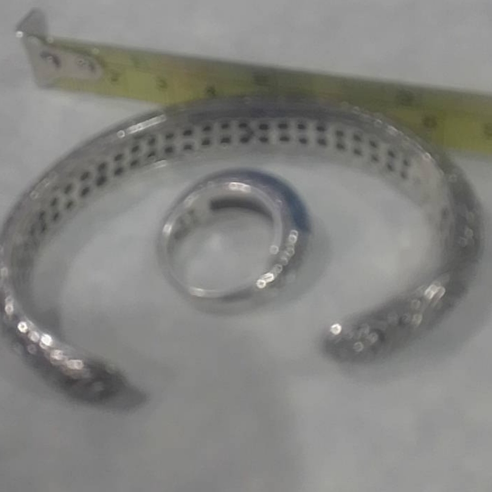 Sterling & Genuine Lapis Gemstones Bracelet & Ring - Picture 3 of 5